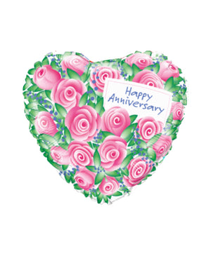 Pink Roses Happy Anniversary Balloon