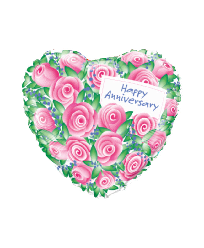 Pink Roses Happy Anniversary Balloon
