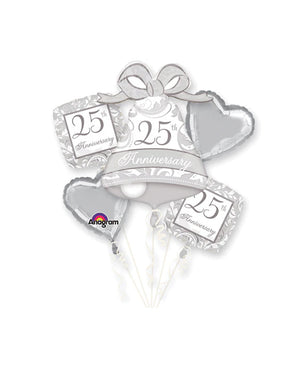 Large Silver 25th Wedding Anniversary Helium Balloon Bouquet (5)