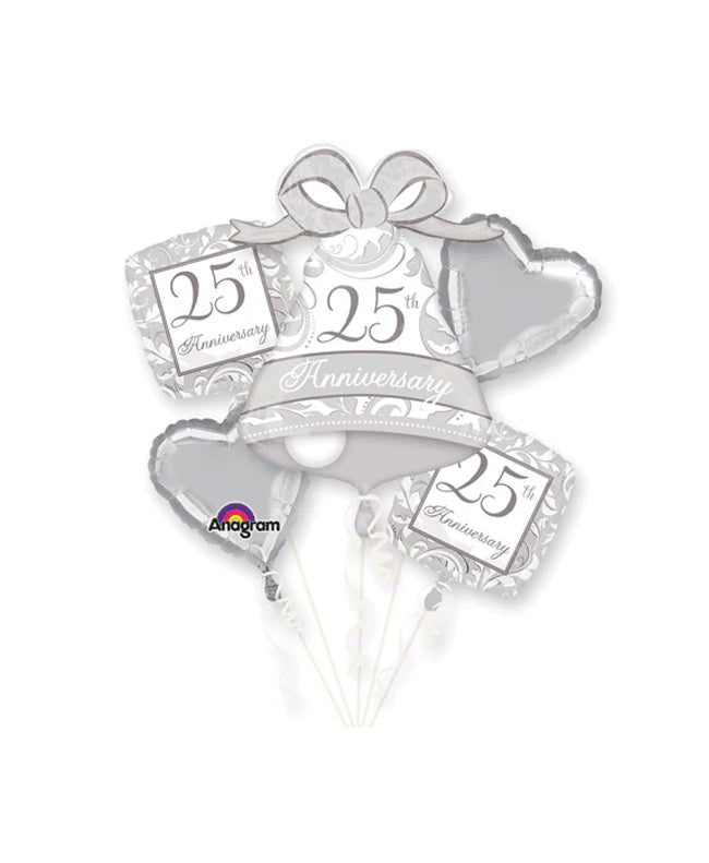 Large Silver 25th Wedding Anniversary Helium Balloon Bouquet (5)