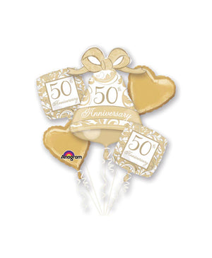 50th Golden Wedding Anniversary Balloon Bouquet