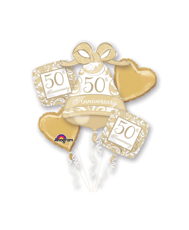 50th Golden Wedding Anniversary Balloon Bouquet