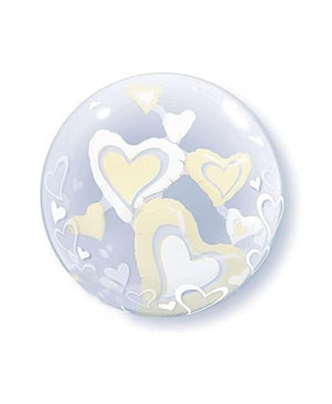 Large White and Ivory Floating Hearts Balloon