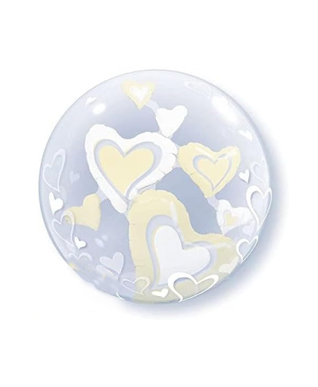 Large White and Ivory Floating Hearts Balloon