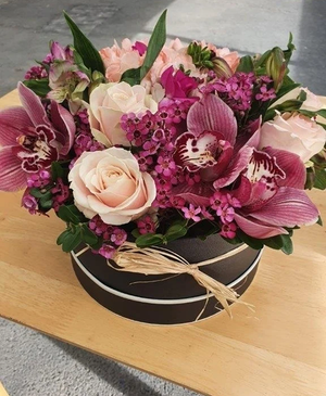 Rose & Cymbidium Orchid Hat Box
