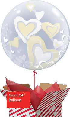 Large White and Ivory Floating Hearts Balloon