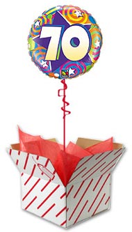 70th Birthday Stars and Swirls Balloon