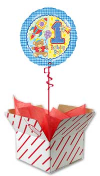 Baby Boy 1st Birthday Hugs and Stitches Balloon