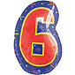 Number 6 Multicoloured Birthday Balloon