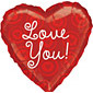 Love You Red Hearts Balloon Gift