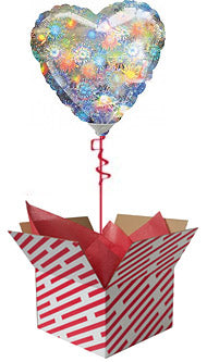 Holographic Fireworks Heart Balloon