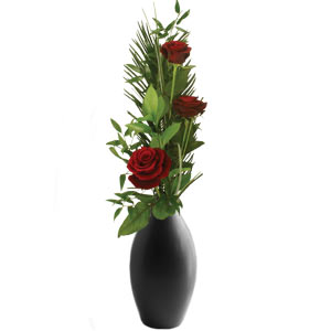 3 Red Roses & Teddy