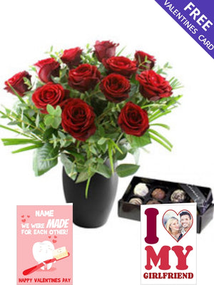 Twelve Red Roses with Luxury Chocolates