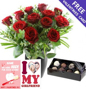 Twelve Red Roses with Luxury Chocolates