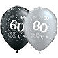60 Birthday Balloons - Black and Silver