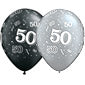 50 Birthday Balloons - Black and Silver