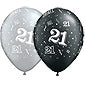 21 Birthday Balloons - Black and Silver