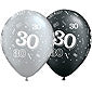 30 Birthday Balloons - Silver and Black