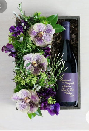 Orchid Flower Crate With Wine