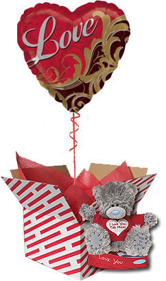 I Love You Balloon and Teddy Bear Gift