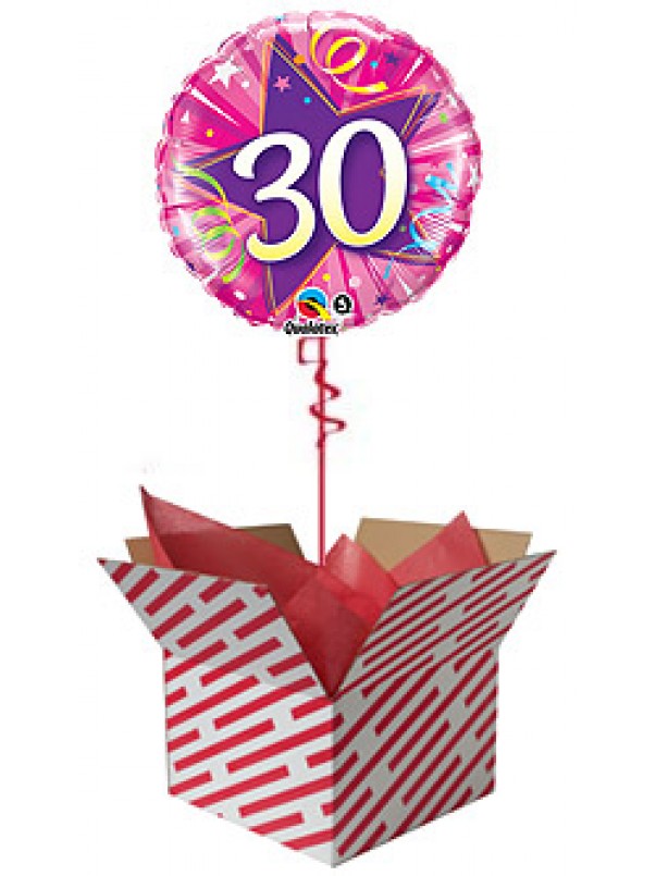 30th Shining Star Hot Pink Birthday Balloon